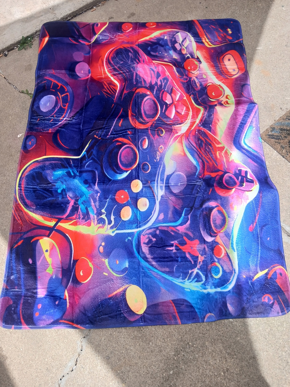 Neon Gaming Controller Throw Blanket - Blue & Purple - Picture 6 of 6